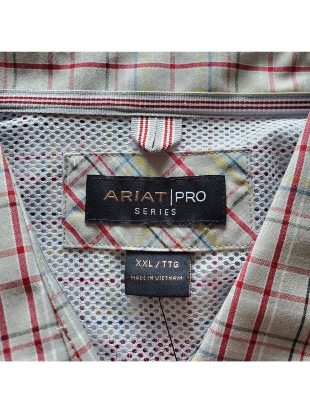 Ariat Pro Series Mens XXLarge Plaid Long Sleeve Button Shirt Tan XXL 2XL - Picture 12 of 16